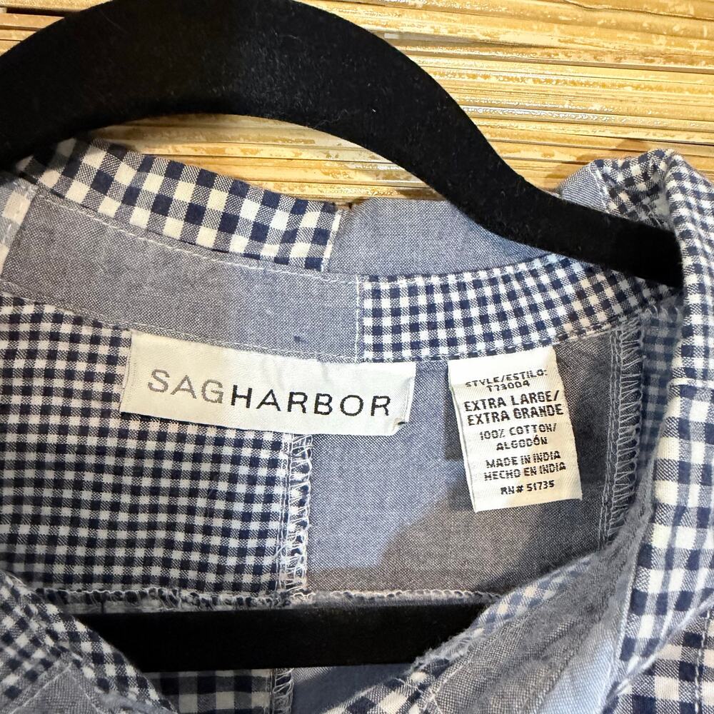 Sag Harbor Patchwork squares Gingham Button Front… - image 3